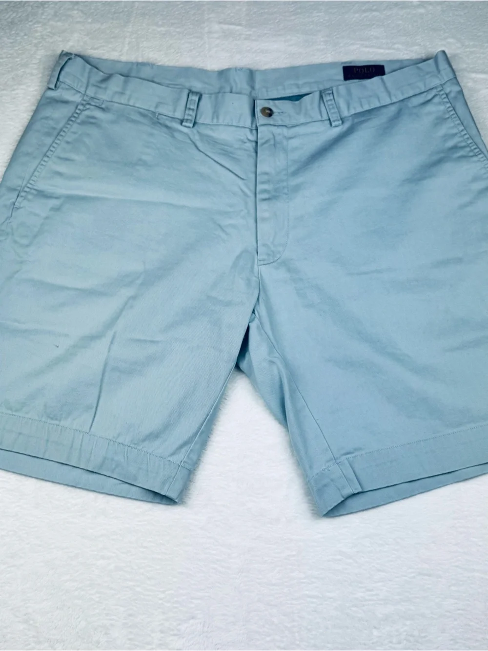 Polo Ralph Lauren Classic Fit 9” flat front shorts. Powder blue. Men’s size 40.